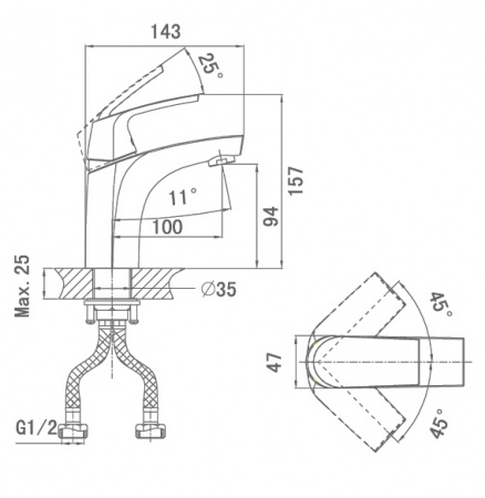 Смеситель для раковины D&K Feuerbach Rhein DA1282101 фото