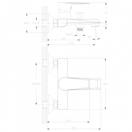 Смеситель для ванны с душем Rossinka RS 28 RS28-31 фото