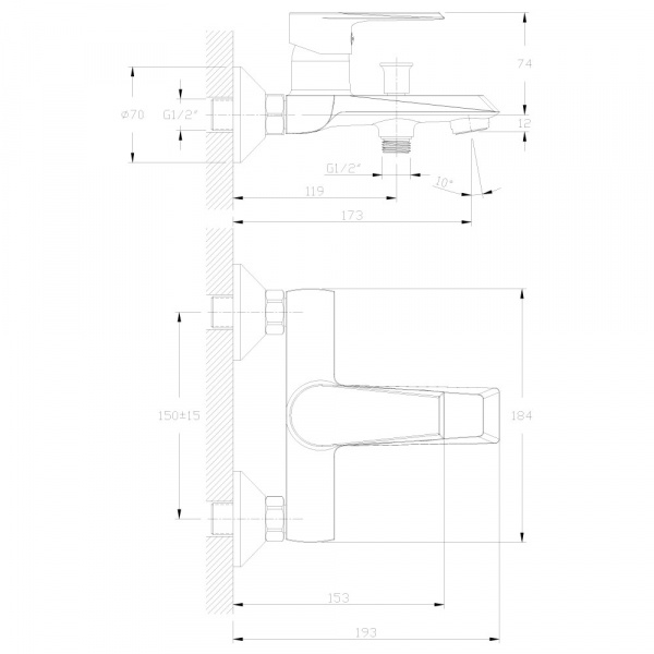 Смеситель для ванны с душем Rossinka RS 28 RS28-31 фото