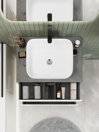 Тумба под накладную раковину Art&Max Genova AM-Genova-800-2C-SO-LN бетон лофт натуральный фото