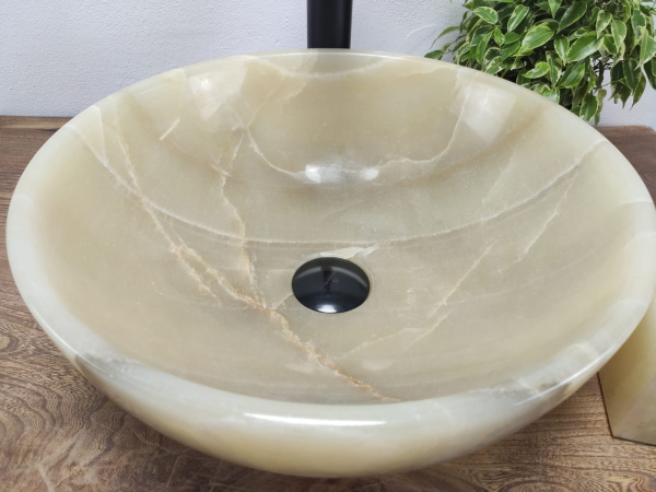 Накладная раковина из оникса Bowl Yellow Small BO-01021 (40*40*15) фото