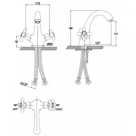 Смеситель для раковины двухвентильный Kaiser Carlson Style 44311-1 фото