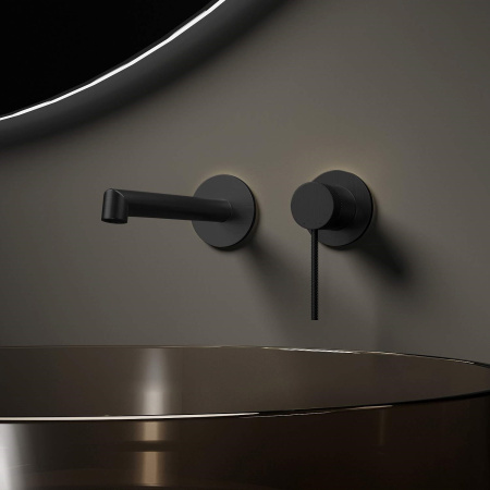 Настенный смеситель для раковины Vincea Rim VBFW-2RM1MB черный матовый фото