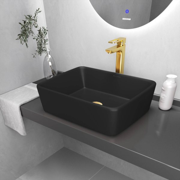 Накладная раковина Grossman Color GR-3016BM 48x37 черная матовая фото