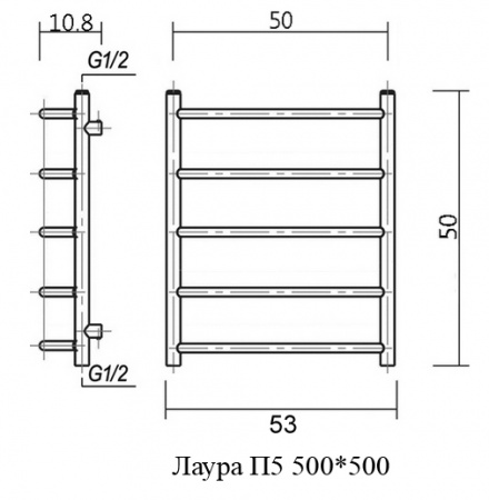 Полотенцесушитель электрический Domoterm Лаура П5 (500х500) (хром) левый фото