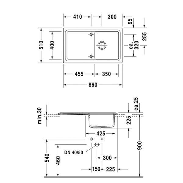 Кухонная мойка Duravit Cassia 7513860000 86x51 фото