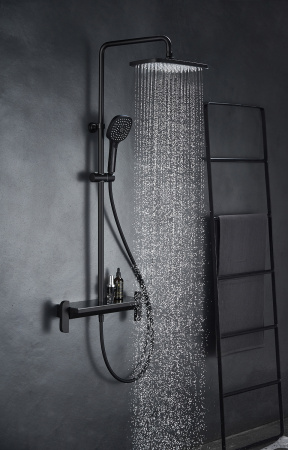 Душевая стойка с тропическим душем Savol SK-H3145H черная матовая фото