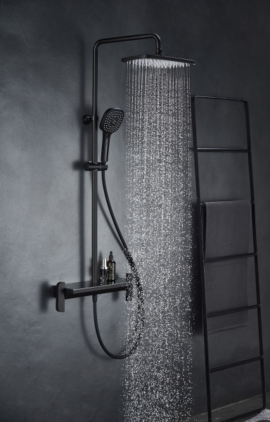 Душевая стойка с тропическим душем Savol SK-H3145H черная матовая фото