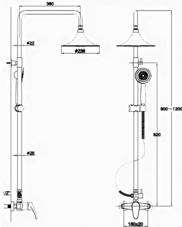 Душевая система (стойка) Kaiser 1111-SX фото