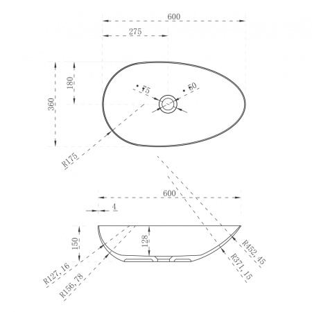 Накладная раковина Abber Stein AS2615 60x36 белая матовая фото
