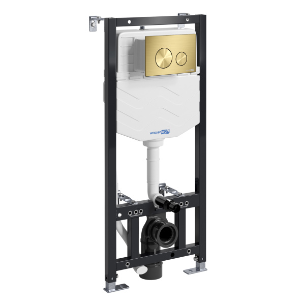 Инсталляция для подвесного унитаза WasserKRAFT Aller 10TLT.010.ME.MG02 с кнопкой, матовое золото фото