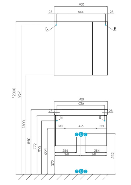 Тумба с раковиной Акватон Асти 70 1A263001AXD70 белый глянцевый / ясень шимо фото