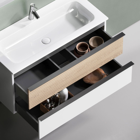 Тумба под раковину Sancos Delta DL100W дуб светлый/белый фото