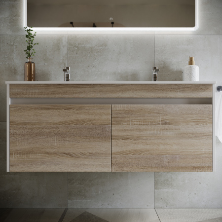 Тумба под раковину Sancos Smart SM120-2E дуб бардолино/белый фото