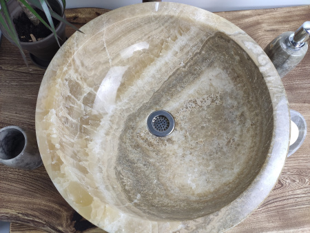 Накладная раковина из оникса Indo Drum Sunset Medium DO-00200 фото