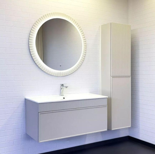 Зеркало с подсветкой, сенсорным выключателем и подогревом Comforty Мадрид-90 00-00014159 серый шелк фото