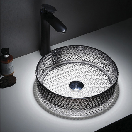 Накладная раковина из стекла Comforty GL10 00-00012244 36x36 черное прозрачное стекло фото