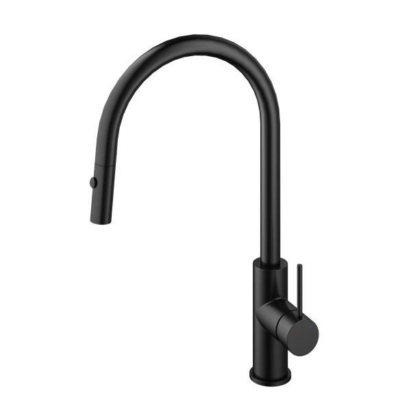 Смеситель для кухни с выдвижным изливом Vincea City VKF-2C1MB черный матовый фото