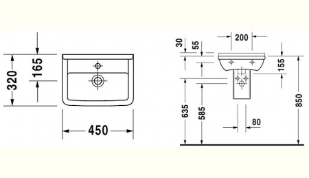 Подвесная раковина Duravit Starck 3 0750450000 45 см фото