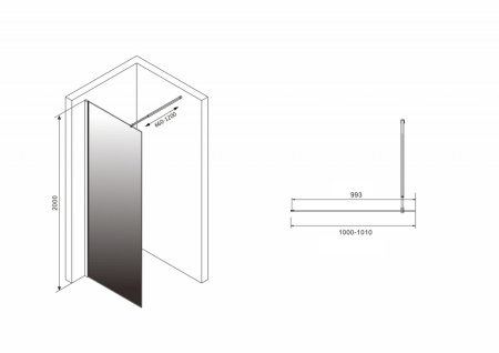 Душевая перегородка ABBER Immer Offen AG69101BD 100 см фото