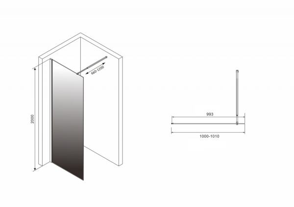 Душевая перегородка ABBER Immer Offen AG69101BD 100 см фото