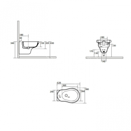 Биде подвесное Kerasan Retro 102604 nero*1 фото