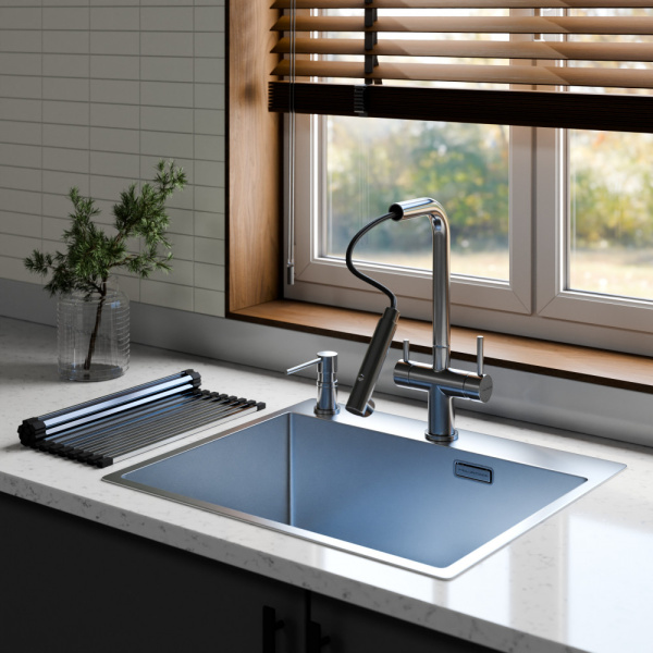 Смеситель для кухни под фильтр с вытяжной лейкой Milacio Ultra Monte MCU.561.SS нержавеющая сталь фото