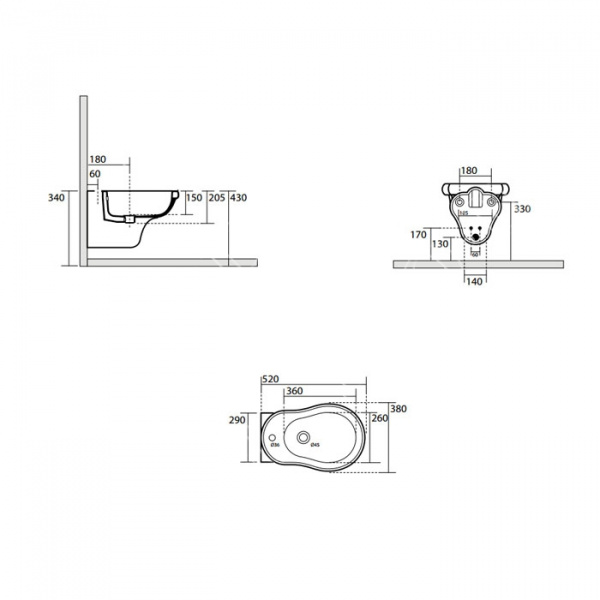 Биде подвесное Kerasan Retro 102604 nero*1 фото