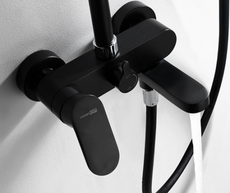 Душевая стойка с тропическим душем WasserKRAFT Elbe A17401 черная матовая фото