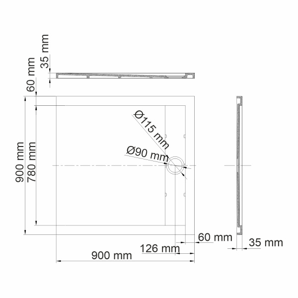 Поддон для душа WasserKRAFT Wiese 84T03 90x90 серый матовый фото