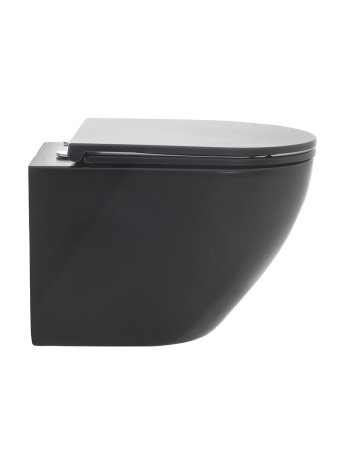 Подвесной унитаз безободковый AQUAme AQM2002MB с сиденьем SoftClose фото