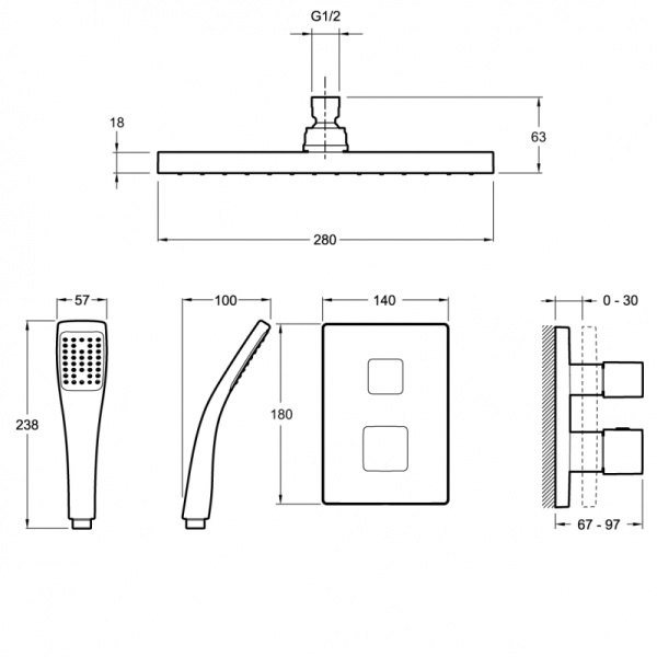 Душевая система скрытого монтажа Jacob Delafon Modulo E30757-CP фото
