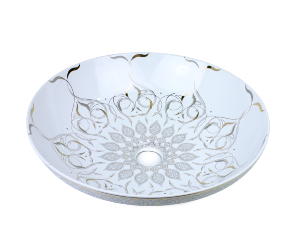 Накладная раковина Bronze de Luxe Persia 2008 40x40 белая/золото фото