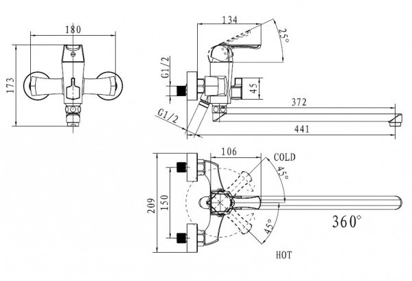 Смеситель для ванны с душем Kaiser Boss 51055B фото