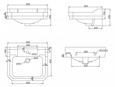 Подвесная раковина BelBagno Trevi BB135L 60х50 фото