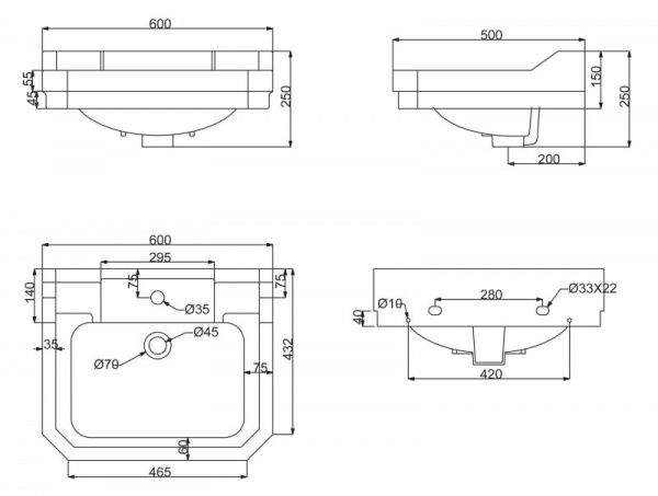 Подвесная раковина BelBagno Trevi BB135L 60х50 фото