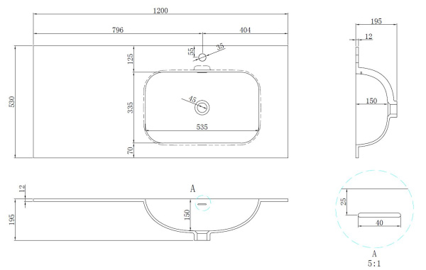 Раковина Vincea Elise 120 VCB-4EL120MW-R фото