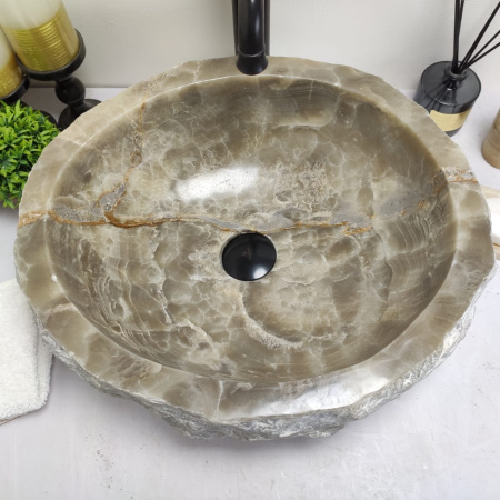 Накладная раковина из оникса Erozy Grey EO-00600 (49*42*15см) фото