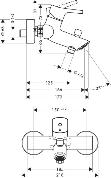 Смеситель для ванны с душем Hansgrohe Talis S 72400000 фото