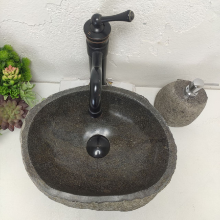 Накладная раковина из речного камня RS01485 (40*31*15) фото