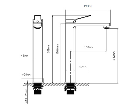 Высокий смеситель для раковины Vincea Arco VBF-4AR02MB черный матовый фото