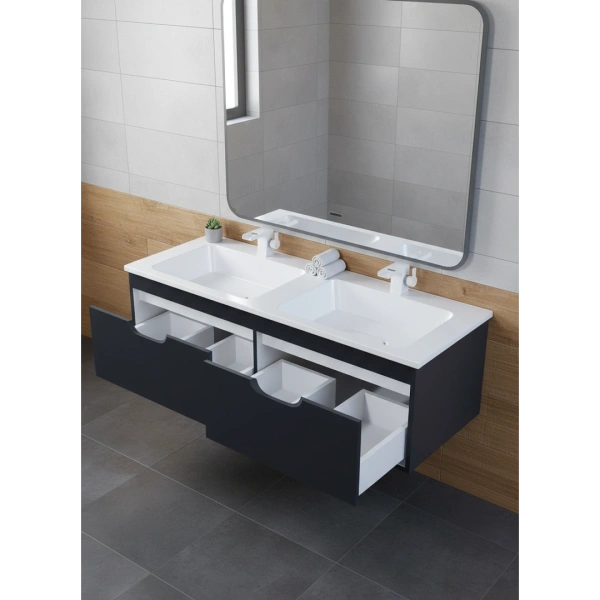 Тумба под двойную раковину Uperwood Modul 120 TModul120B черная фото