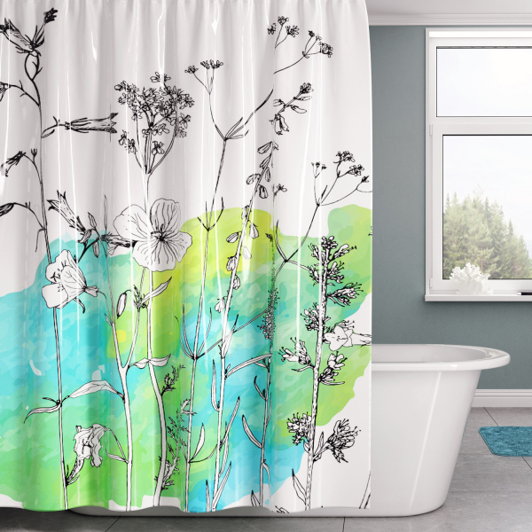 Текстильная шторка для ванны WasserKRAFT Dill SC-39101 фото