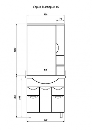 Зеркало-шкаф АСБ Мебель Мессина 80 9615 фото