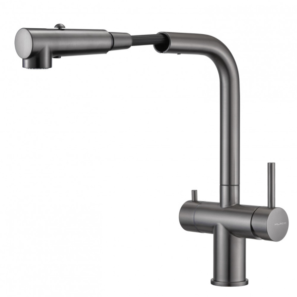 Смеситель для кухни под фильтр с вытяжной лейкой Milacio Ultra Monte MCU.561.GM вороненая сталь фото