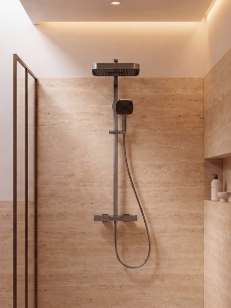 Душевая система с термостатом AltroBagno Эгоиста (Egoista) ALTROBAGNOEgoista030439GM оружейная сталь фото