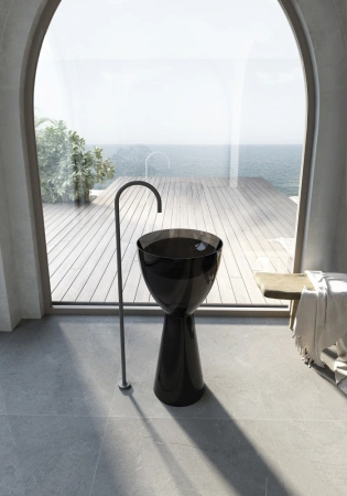 Напольная раковина Abber Kristall AT2703Onyx 45x45 черная фото