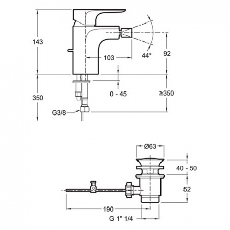 Смеситель для биде Jacob Delafon Aleo E72279-CP фото