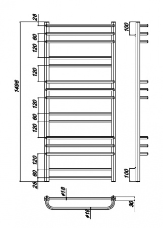 Водяной полотенцесушитель Ravak Cube X04000083670 50x120 фото