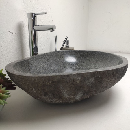 Накладная раковина из речного камня RS01379 (57*44*15) фото